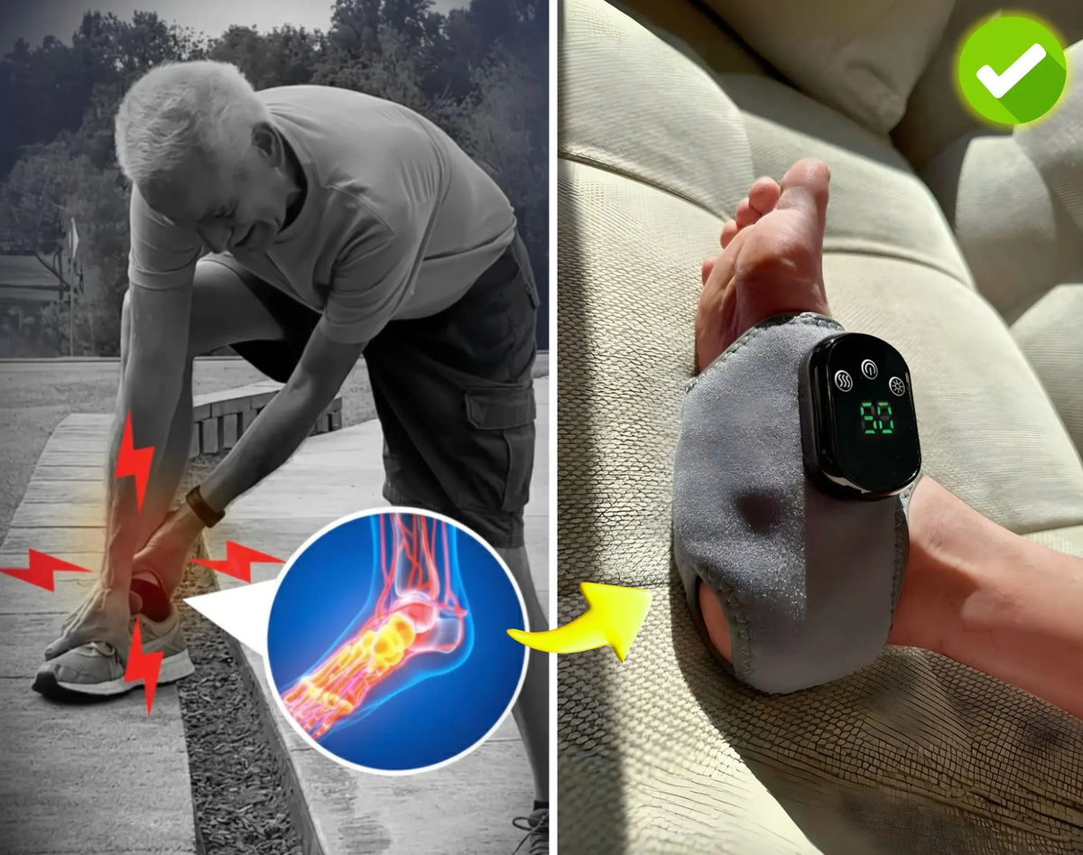 Foot discomfort during a walk and a foot and ankle wrap being used while resting at home