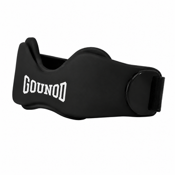 Black Active Knee Relief Strap with shaped front and side fastening